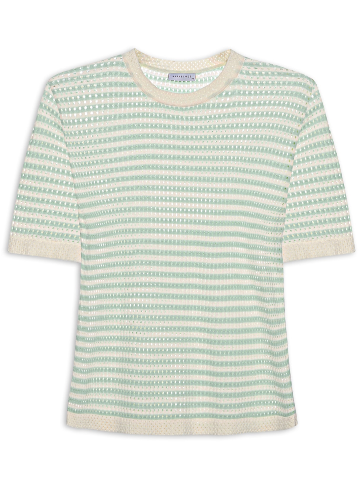 Blusa Feminina em Tricot Listrada Verde Market 33