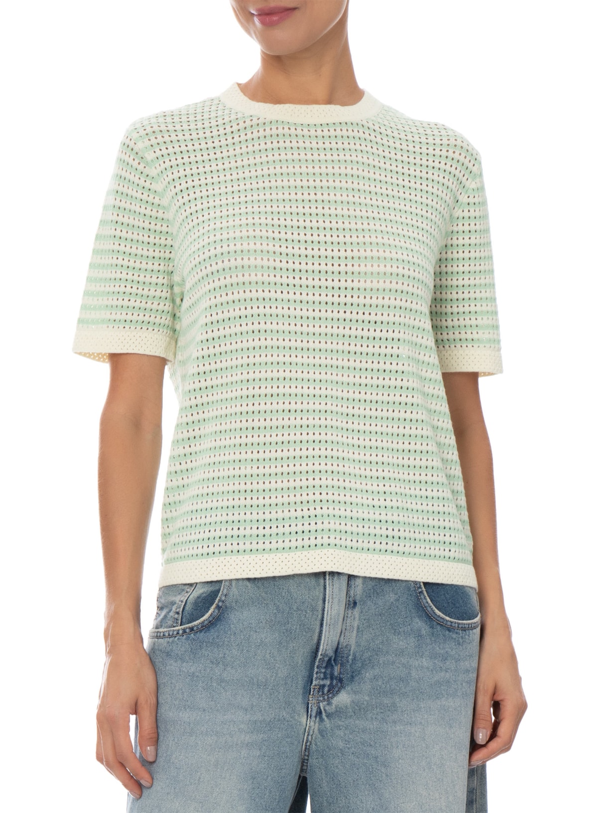 Blusa Feminina em Tricot Listrada Verde Market 33