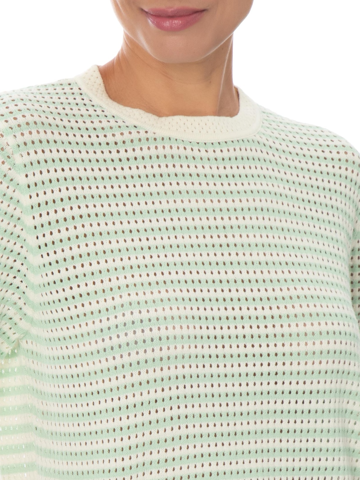 Blusa Feminina em Tricot Listrada Verde Market 33