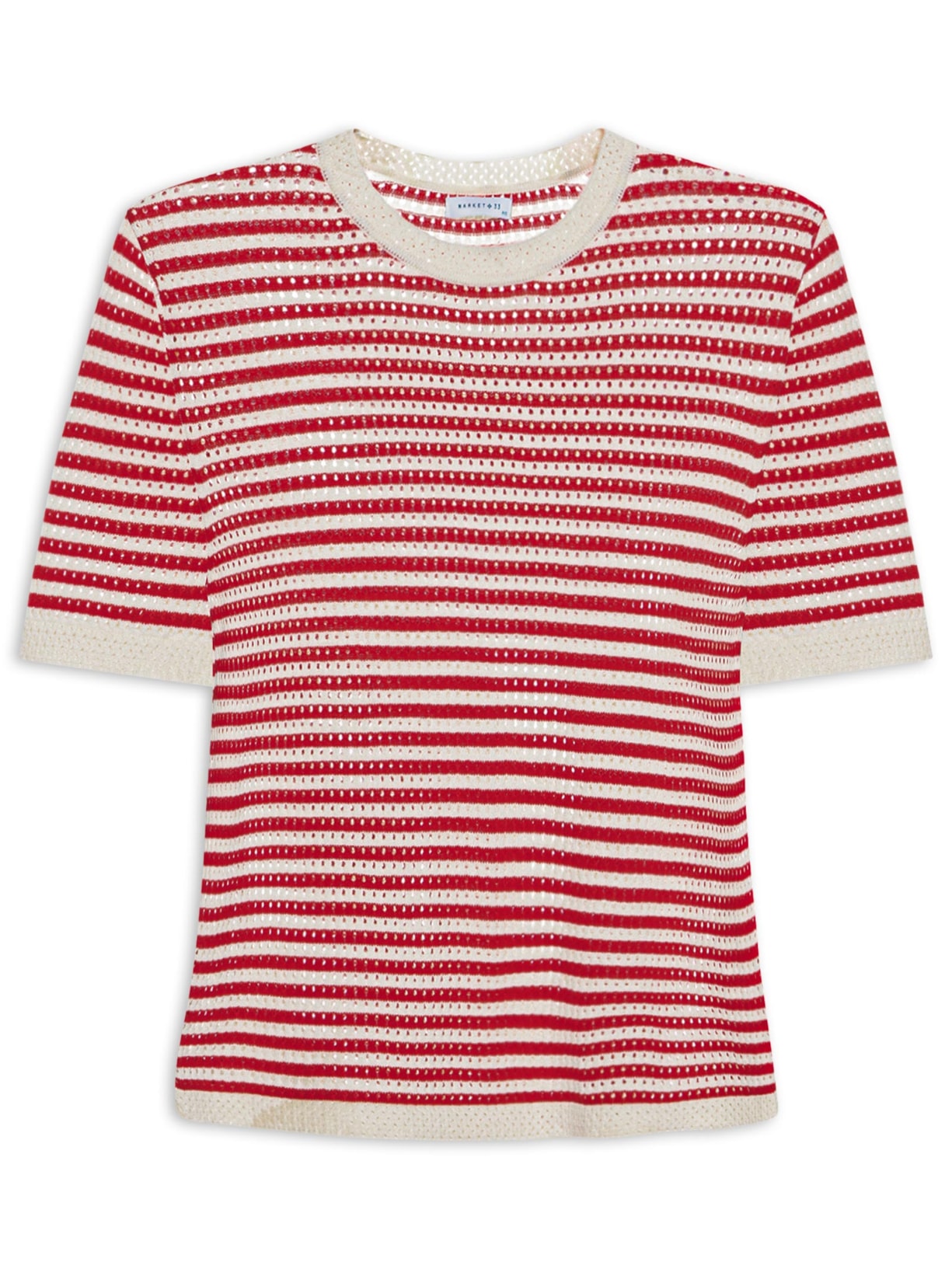 Blusa Feminina em Tricot Listrada Vermelho Market 33