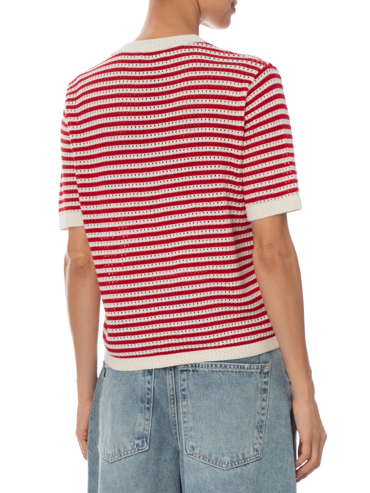 Blusa Feminina em Tricot Listrada Vermelho Market 33