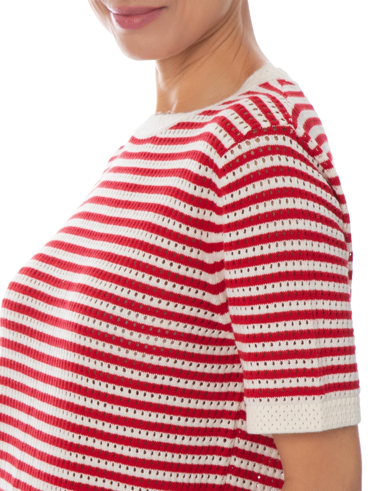 Blusa Feminina em Tricot Listrada Vermelho Market 33