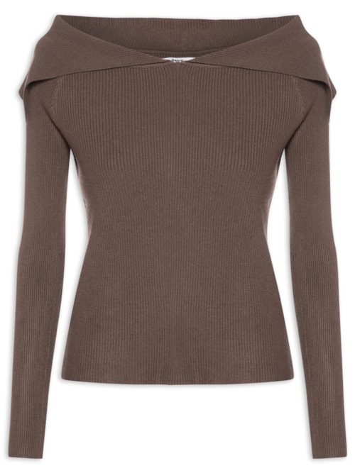 Blusa Feminina em Tricot Ombro a Ombro – Marrom