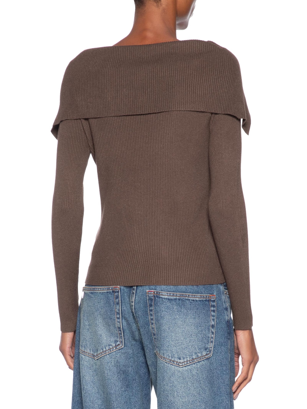 Blusa Feminina  em Tricot Ombro a Ombro – Marrom Basiq