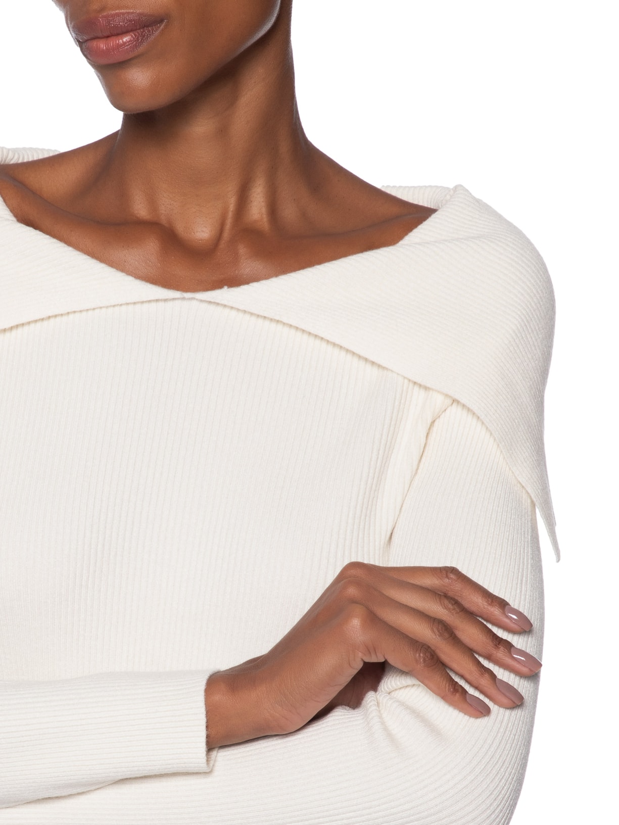 Blusa Feminina  em Tricot Ombro a Ombro – Off White Basiq
