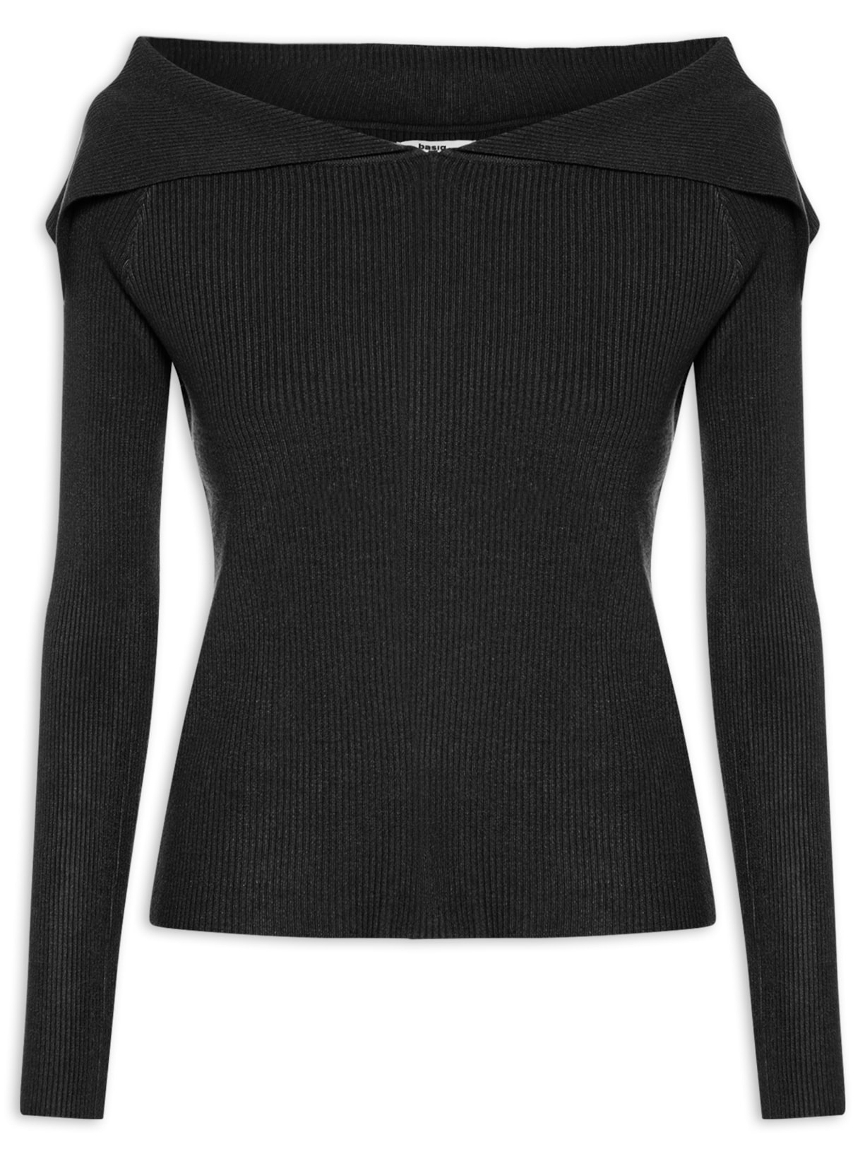 Blusa Feminina  em Tricot Ombro a Ombro – Preto Basiq