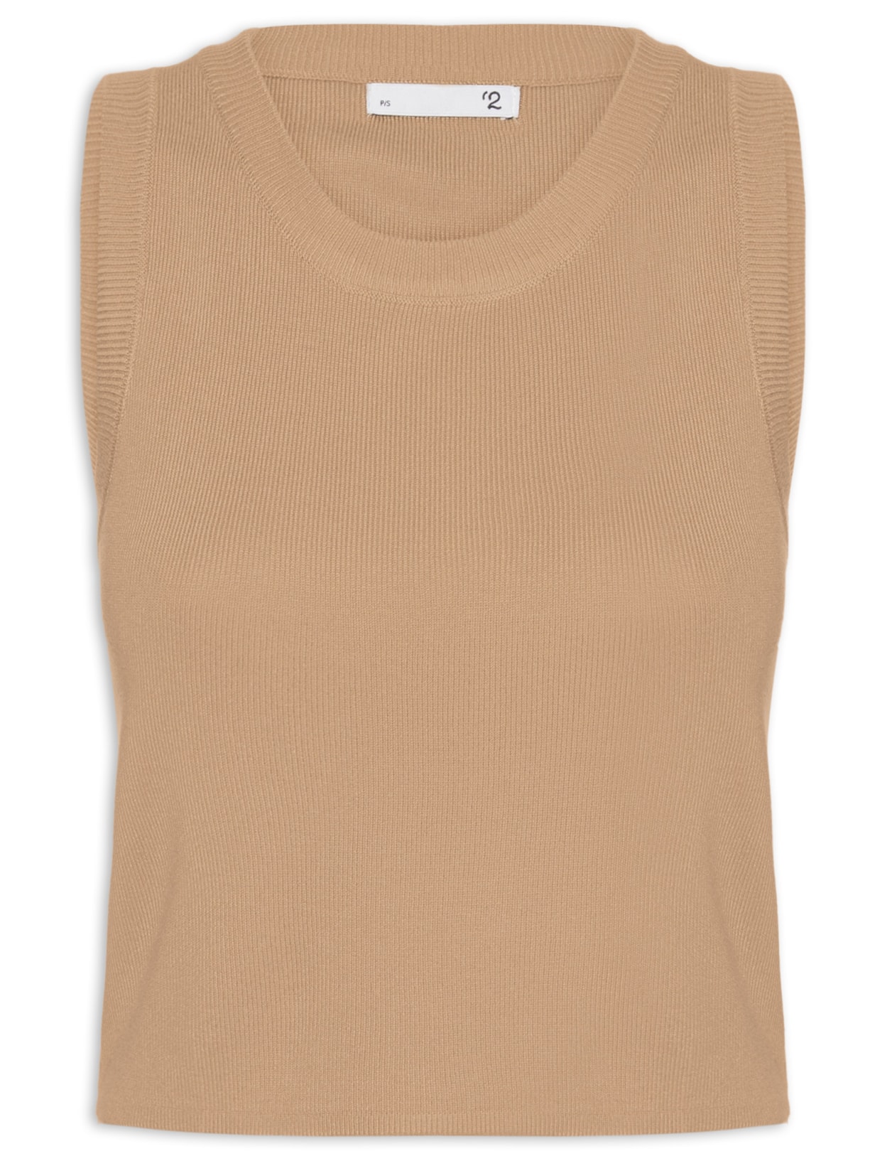 Blusa Feminina Em Tricot Sem Manga - Bege