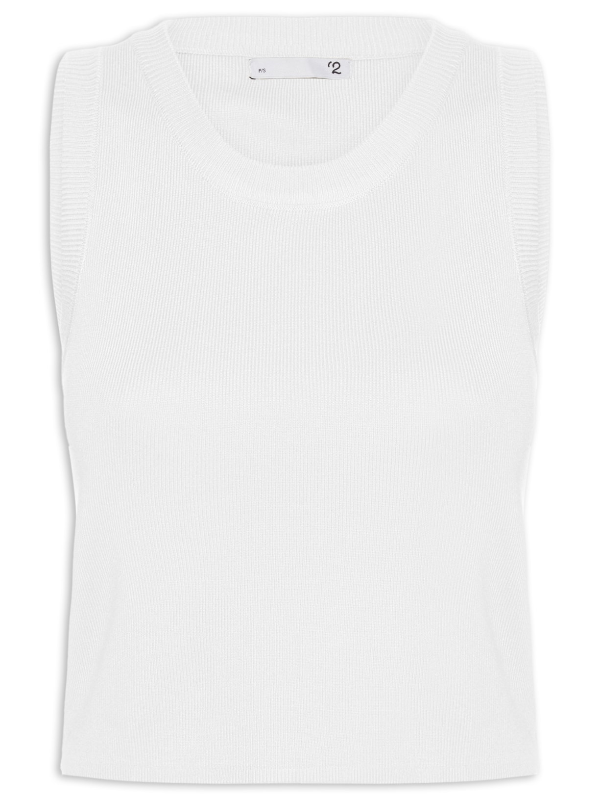 Blusa Feminina Em Tricot Sem Manga - Branco