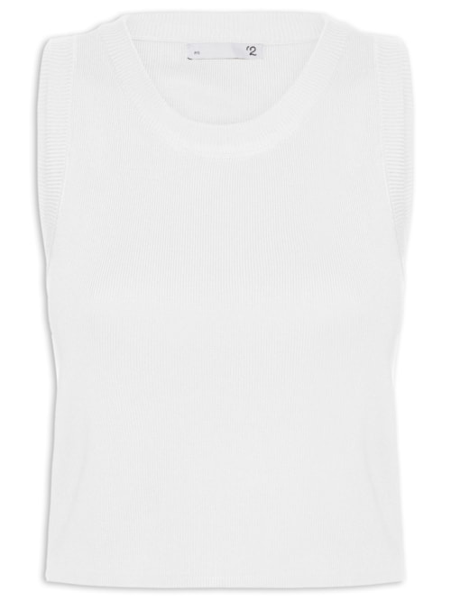 Blusa Feminina Em Tricot Sem Manga - Branco