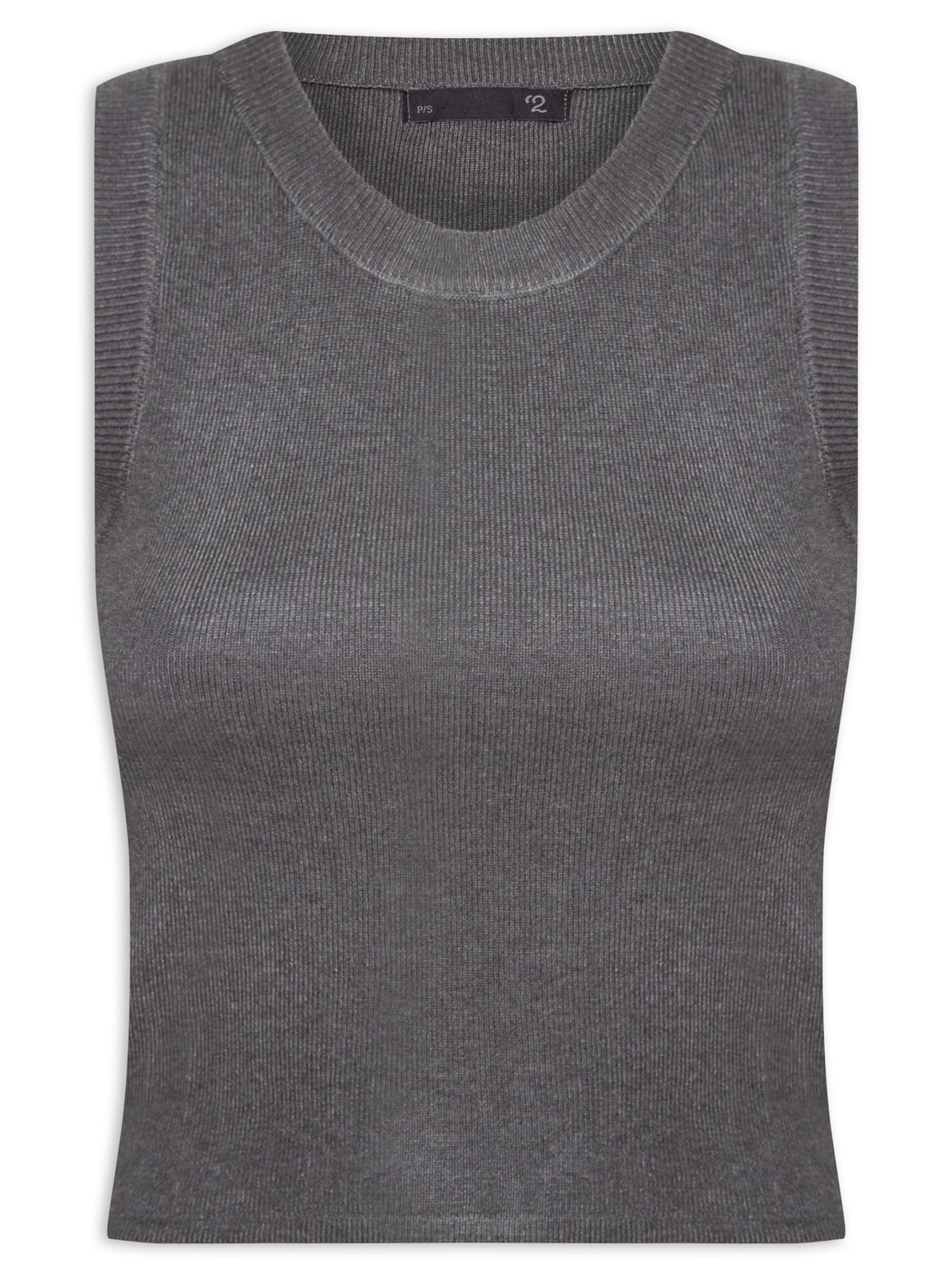 Blusa Feminina Em Tricot Sem Manga - Cinza