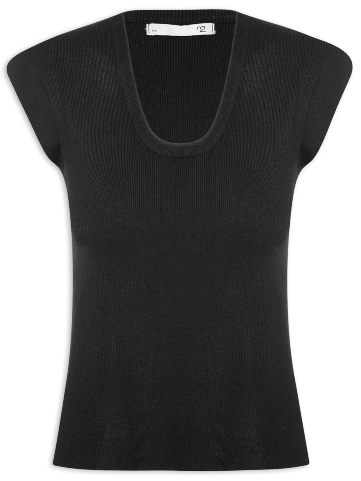 Blusa Feminina Em Tricot Sem Manga Preto '2Essential