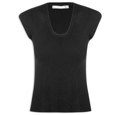 Blusa Feminina Em Tricot Sem Manga - Preto