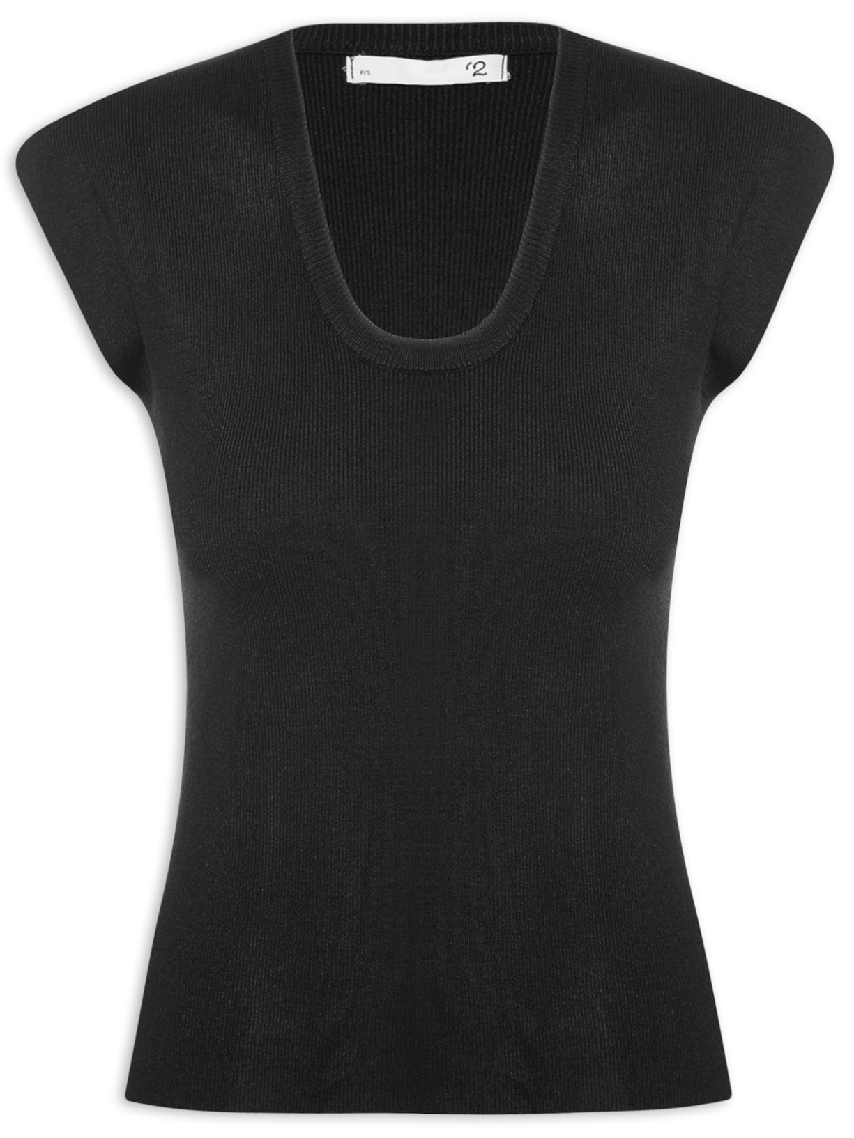 Blusa Feminina Em Tricot Sem Manga - Preto