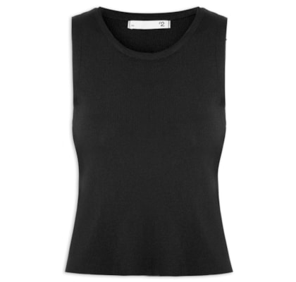 Blusa Feminina Em Tricot Sem Manga - Preto