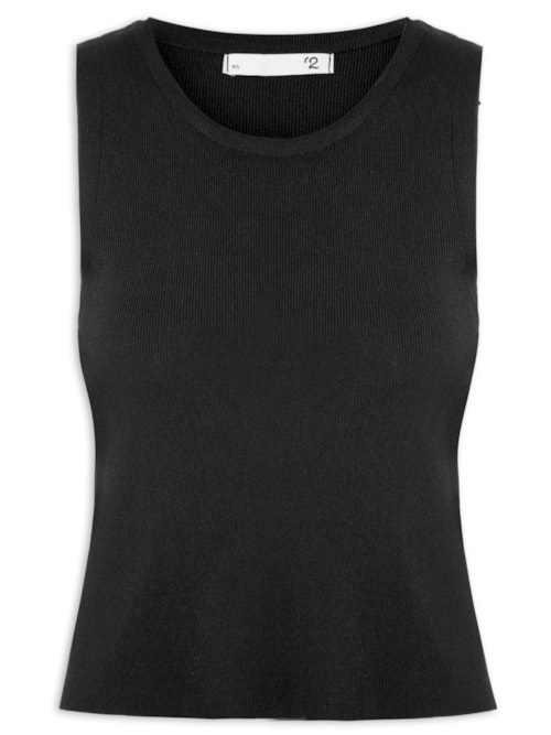 Blusa Feminina Em Tricot Sem Manga - Preto