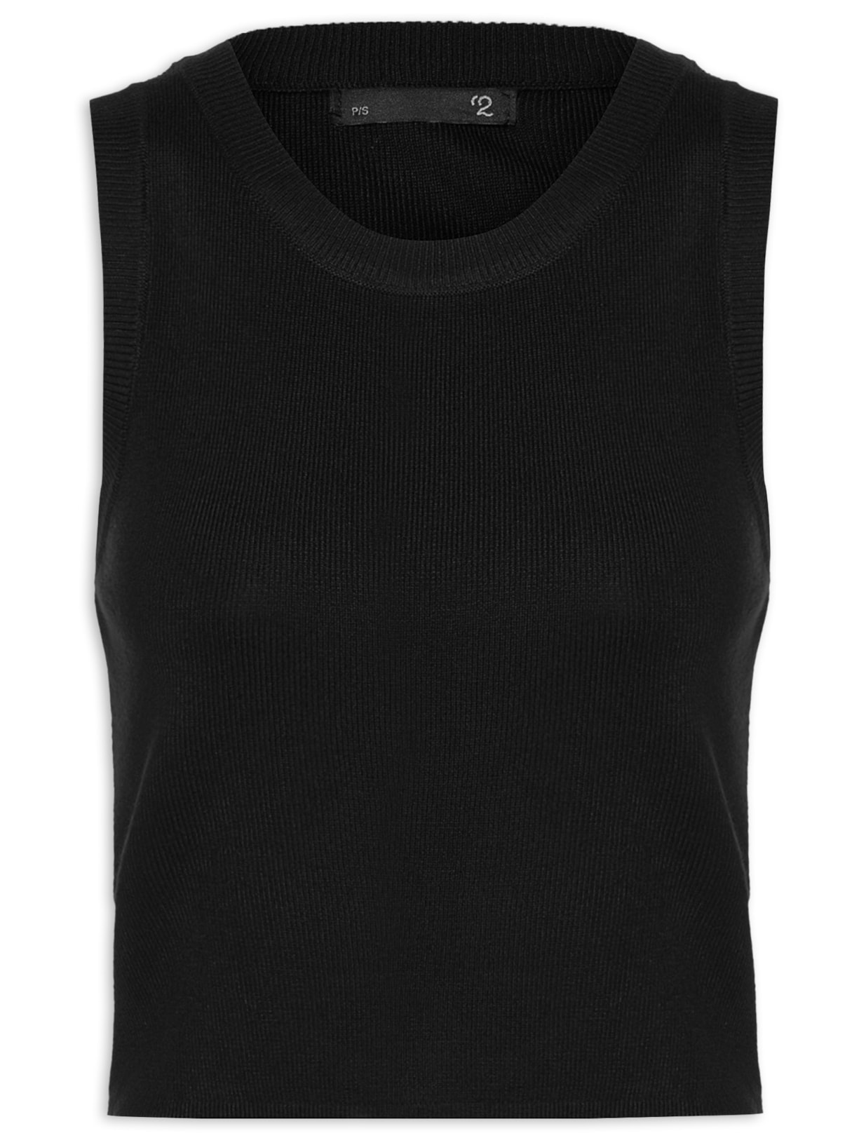 Blusa Feminina Em Tricot Sem Manga - Preto