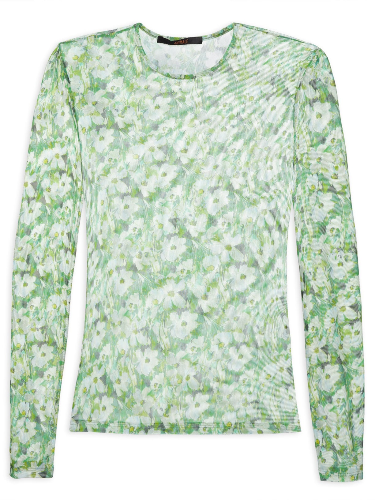 Blusa Feminina Em Tule Floral Cura Aquarius - Verde