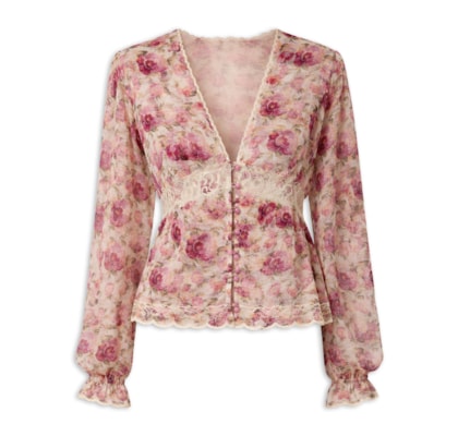 Blusa Feminina English Roses I26 - Rosa