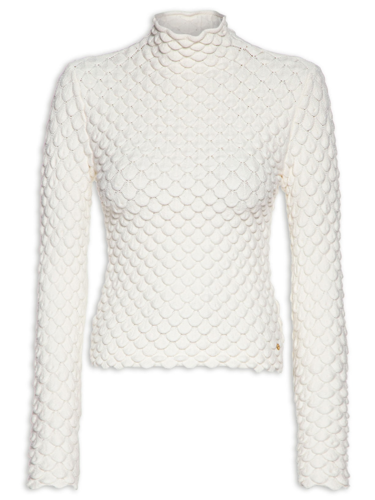 Blusa Feminina Escamas Gola Alta - Branco