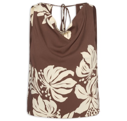 Blusa Feminina Estampa Bela Flor - Marrom