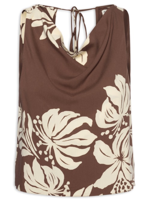 Blusa Feminina Estampa Bela Flor - Marrom