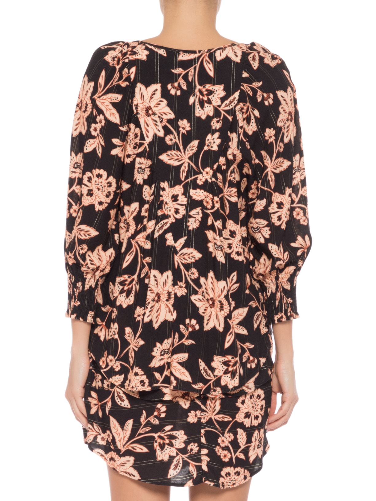 Blusa Feminina Estampa Folk Preto Maria Filó