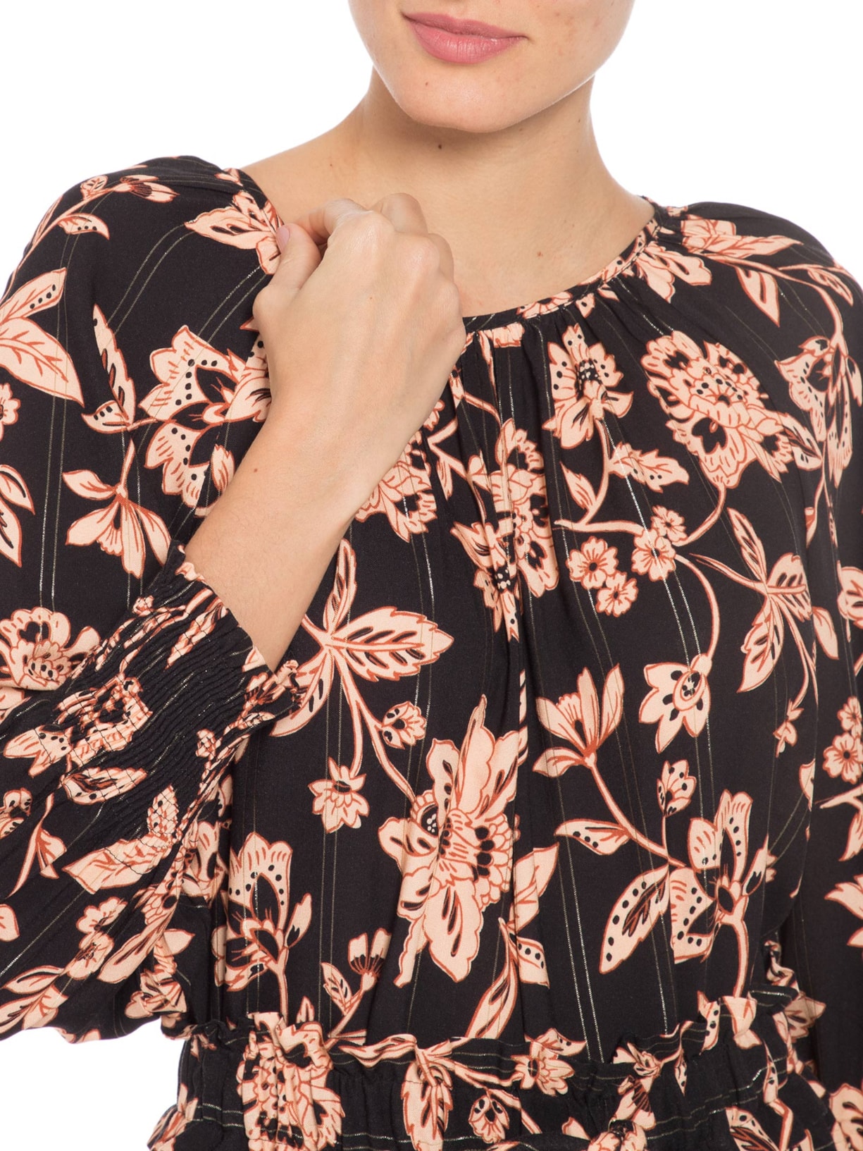 Blusa Feminina Estampa Folk Preto Maria Filó