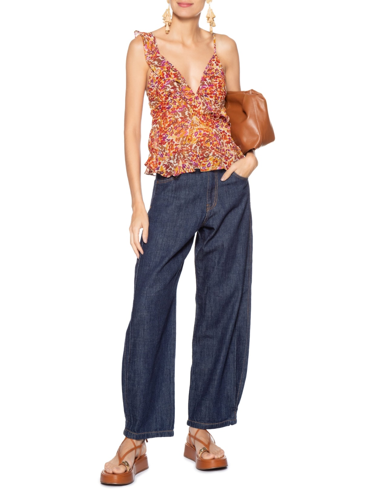 Blusa Feminina Estampa Instinto Cerâmica Laranja Dress To