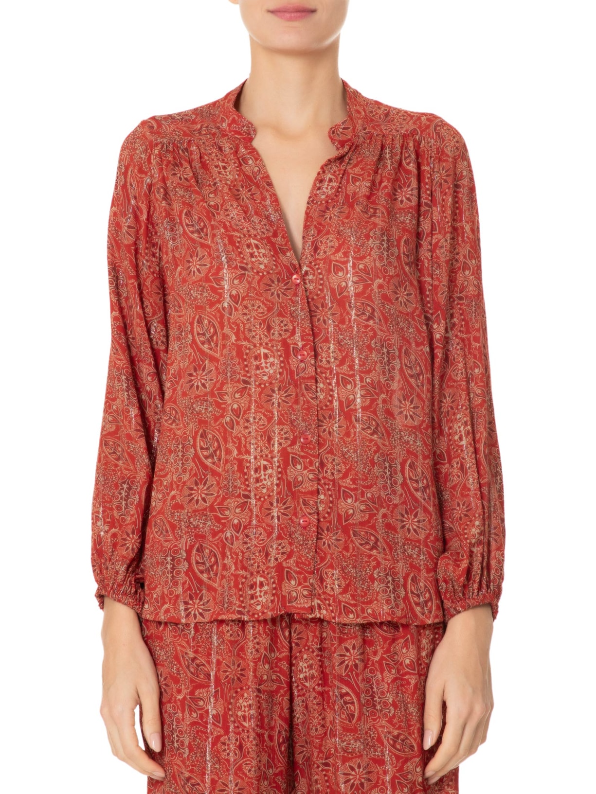 Blusa Feminina Estampa Mysore Vermelho Maria Filó