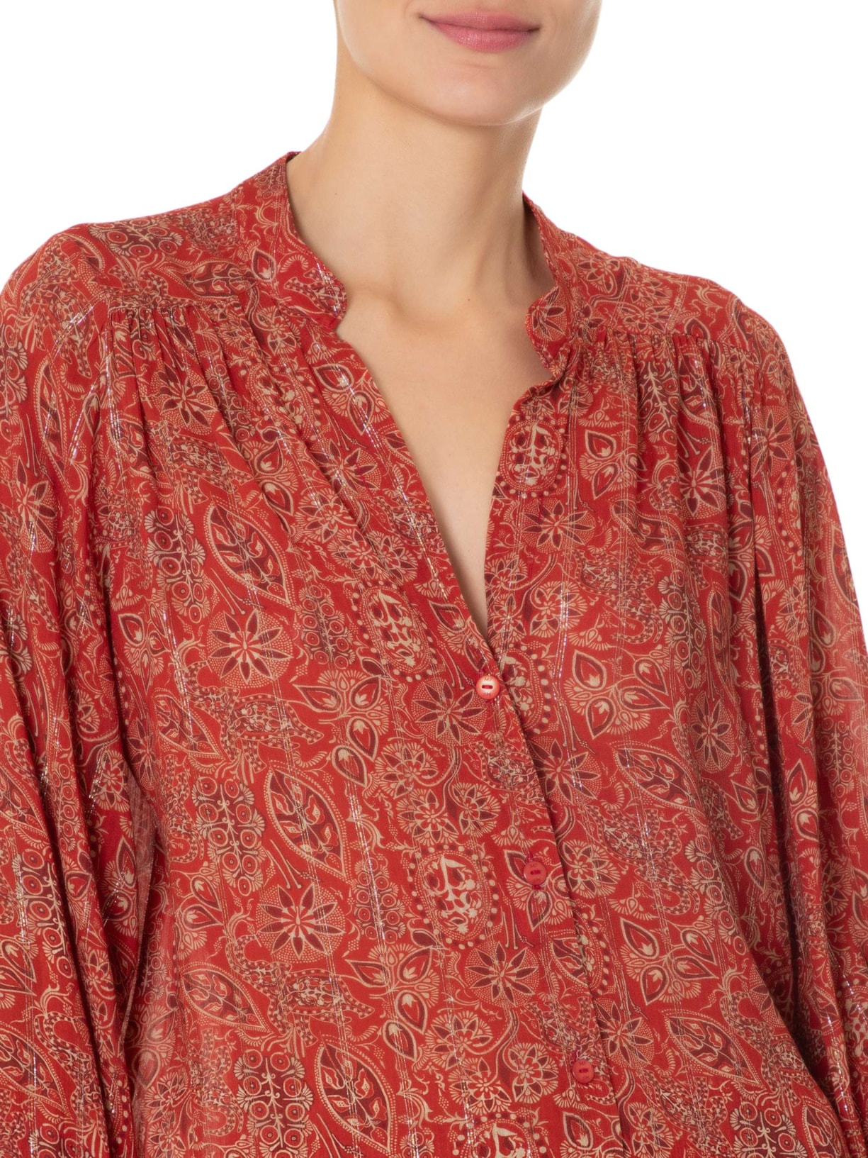 Blusa Feminina Estampa Mysore Vermelho Maria Filó