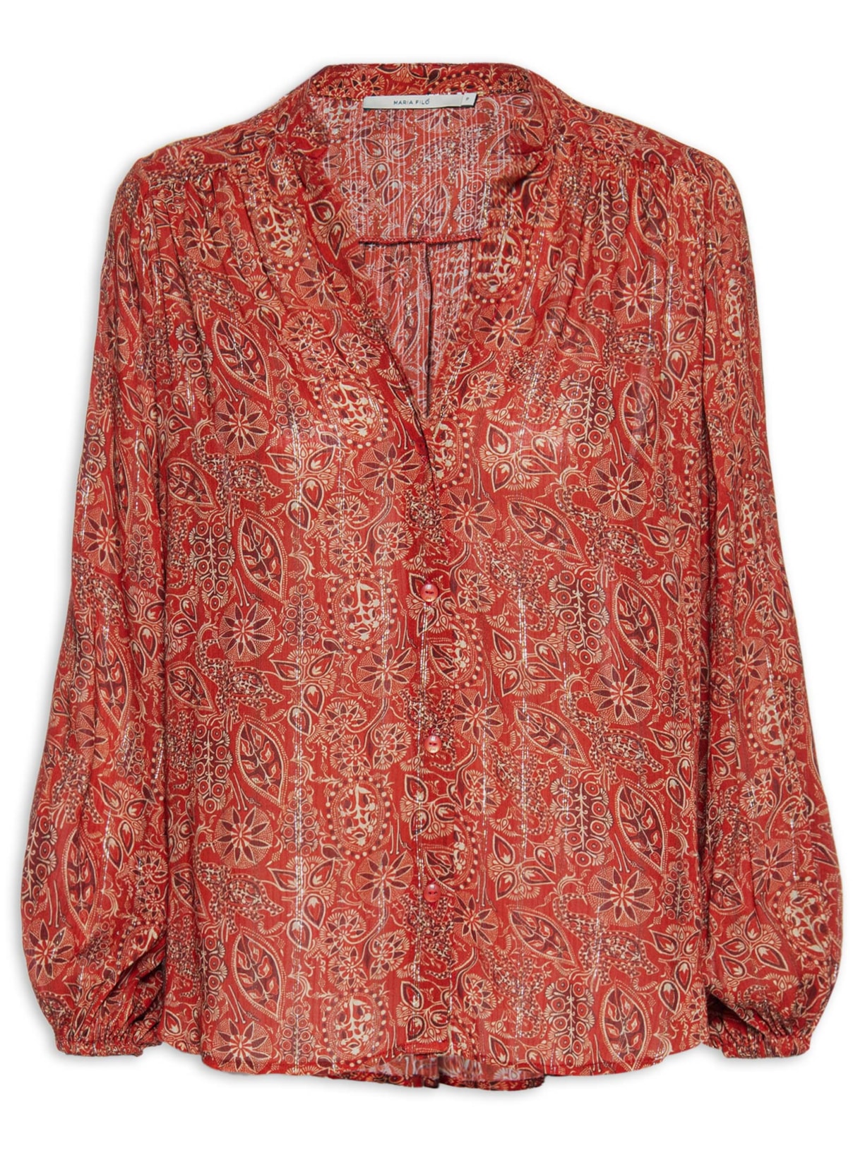 Blusa Feminina Estampa Mysore Vermelho Maria Filó