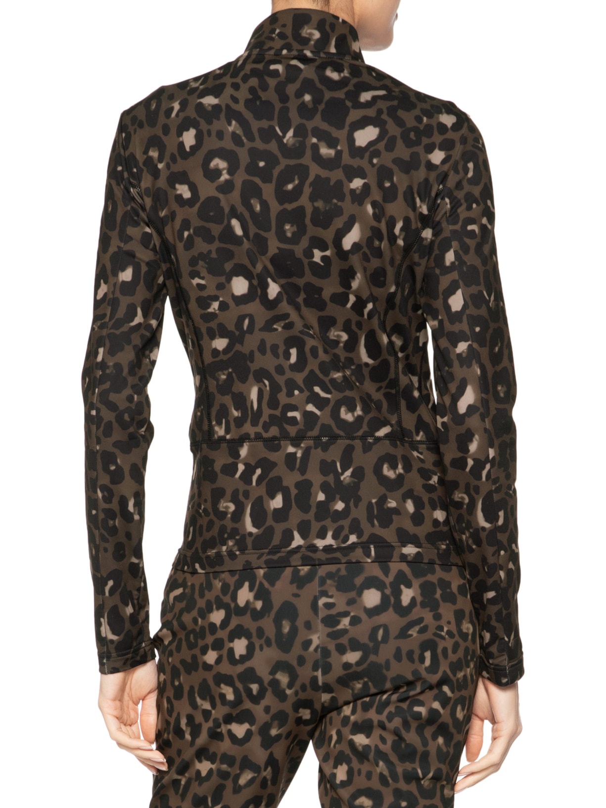 Blusa Feminina Estampada Gola Alta Com Zíper Marrom Ea7 Emporio Armani