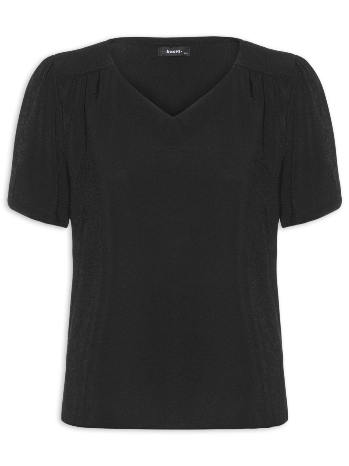 Blusa Feminina Evasê Decote V - Preto