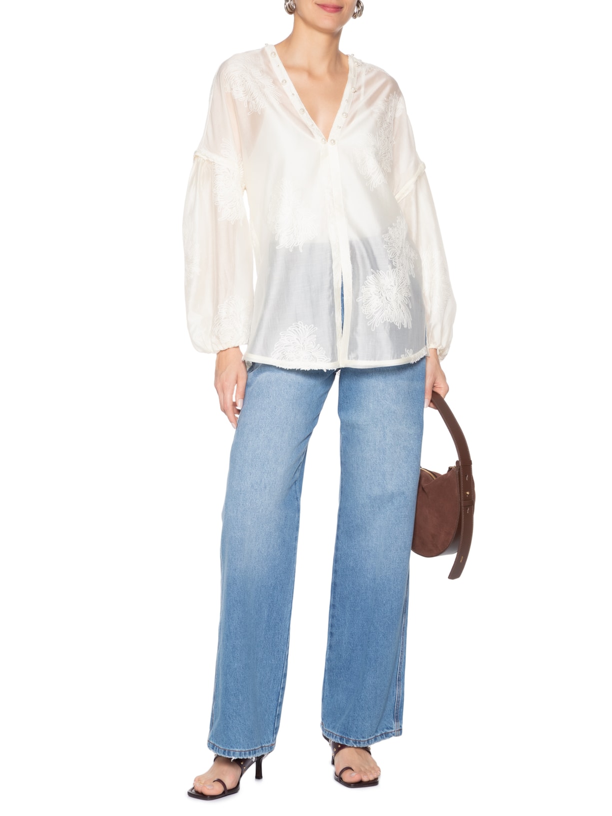 Blusa Feminina Fiori Branco Bo.bô