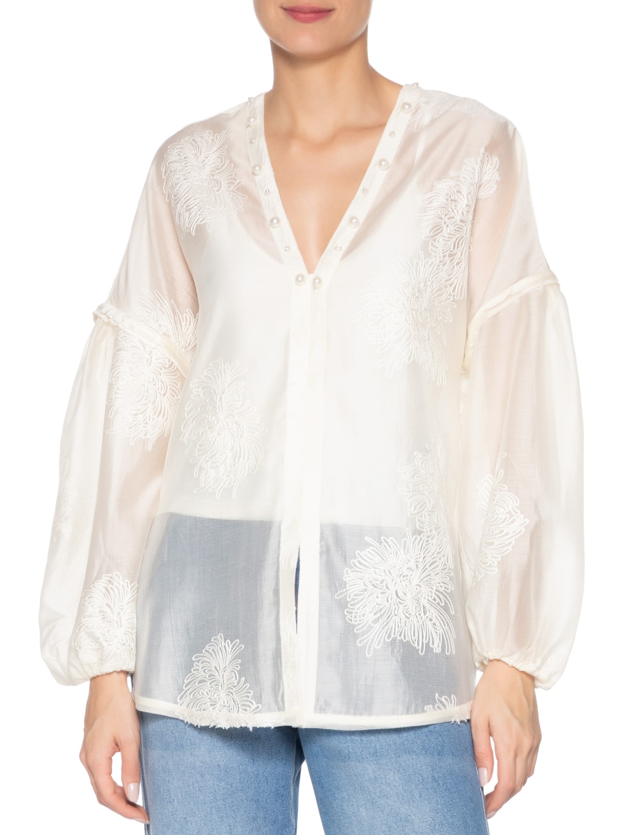 Blusa Feminina Fiori Branco Bo.bô