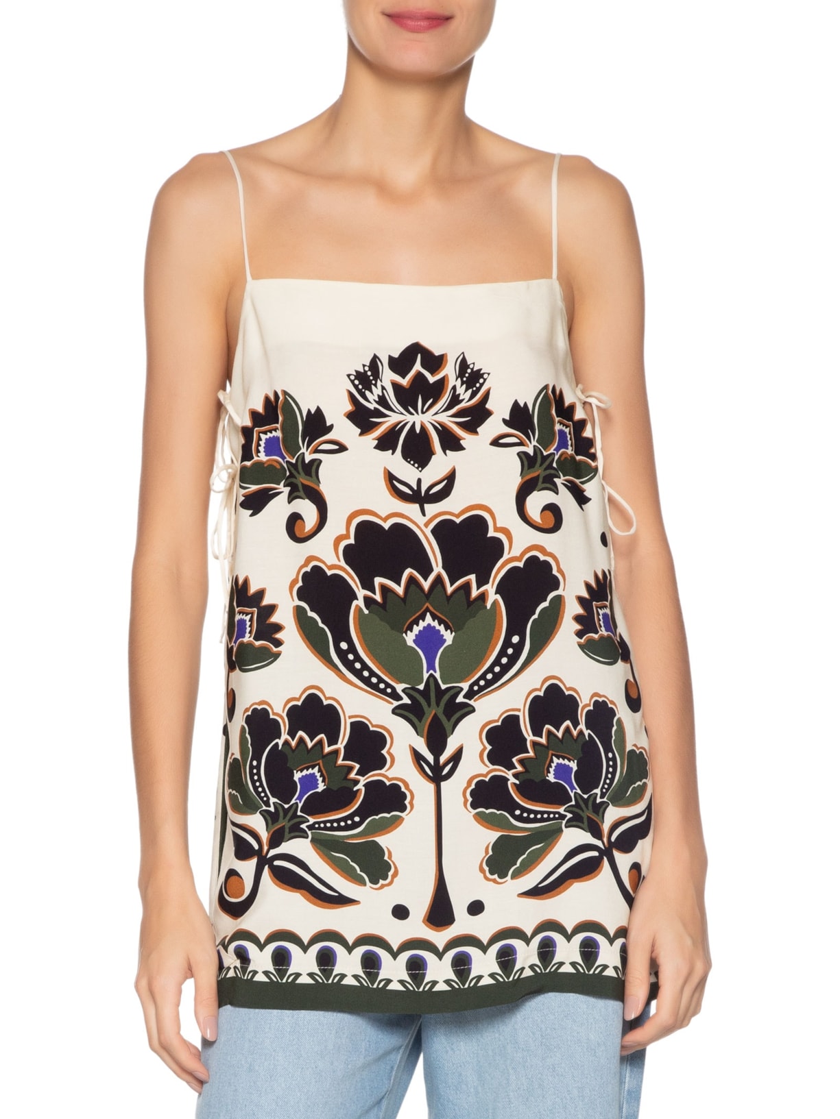 Blusa Feminina Floral Arabesque Bege Farm