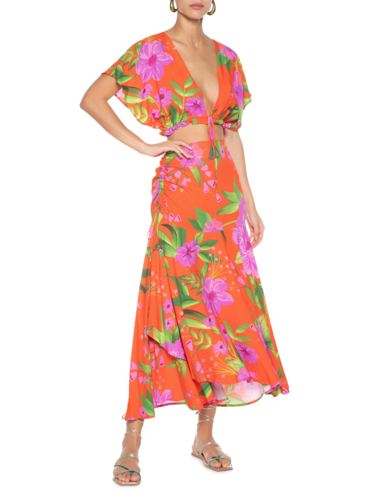 Blusa Feminina Floral Bem Me Quer Laranja Farm