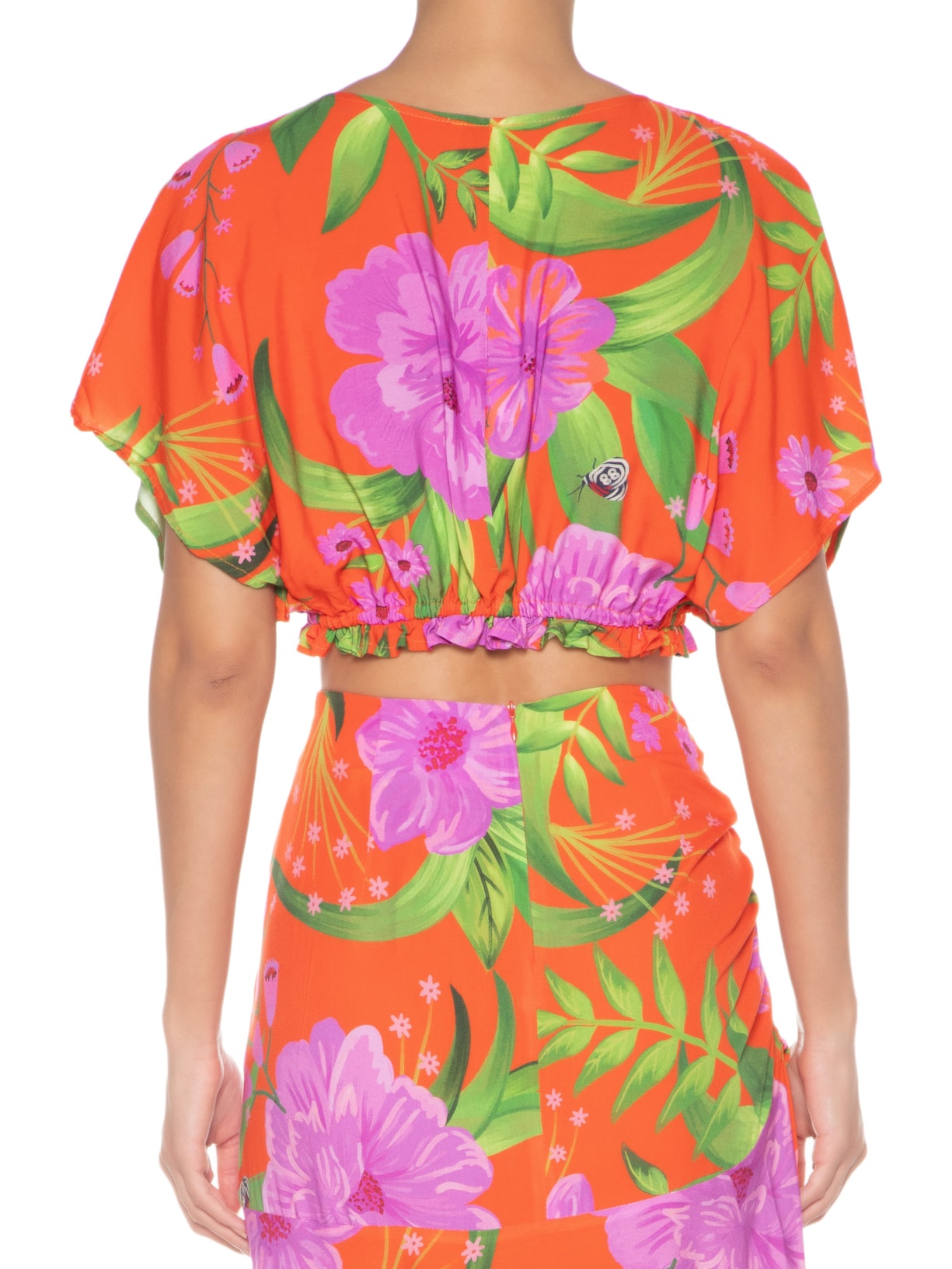 Blusa Feminina Floral Bem Me Quer Laranja Farm