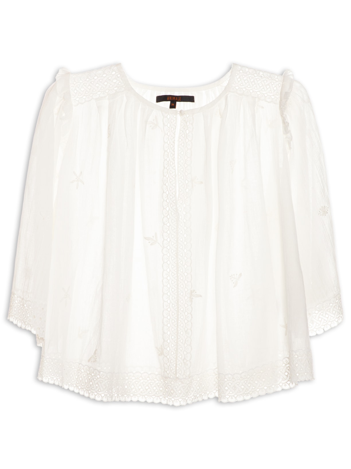 Blusa Feminina Floral De Linha - Branco