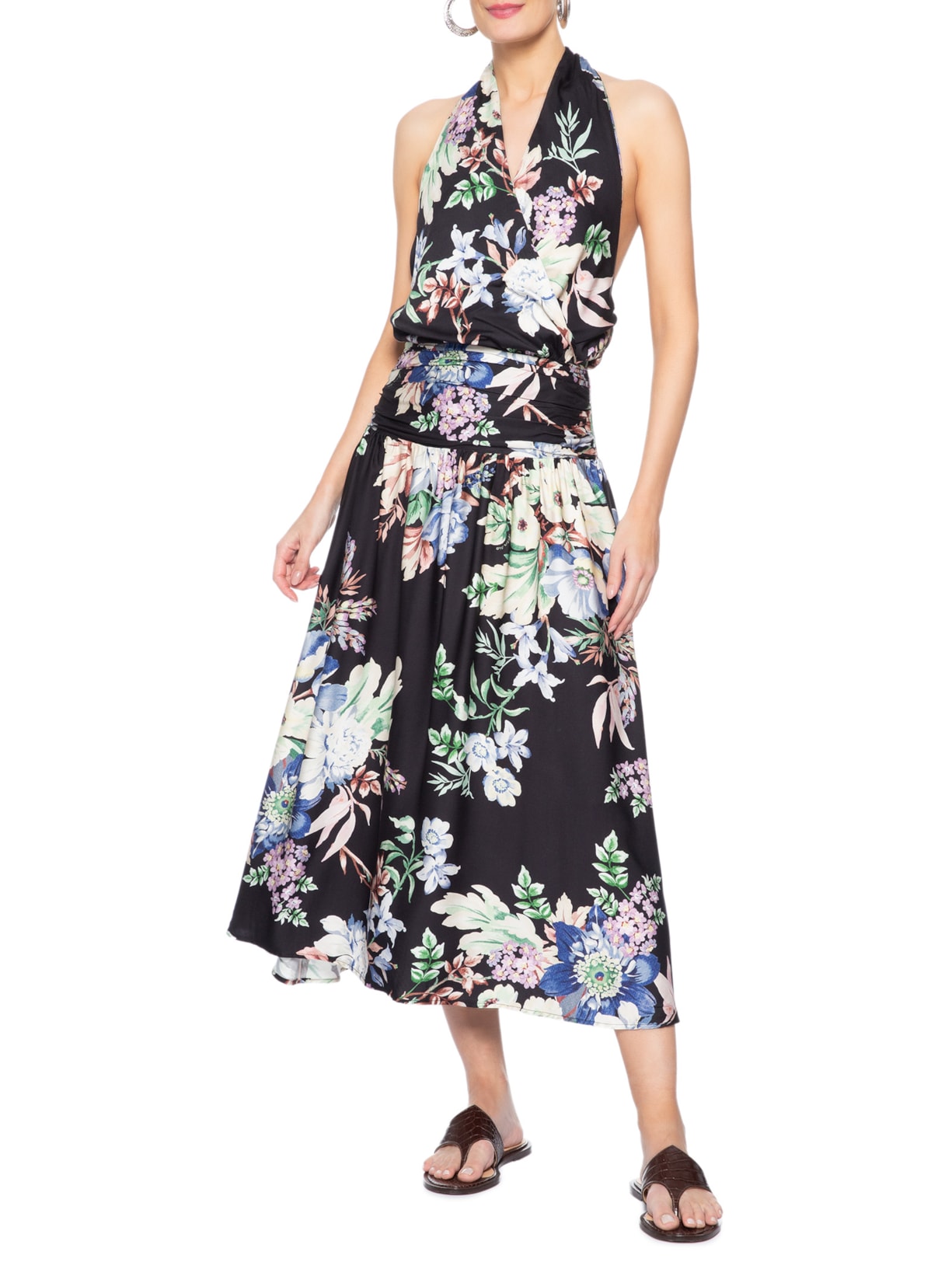Blusa Feminina Floral Leni Preto Farm