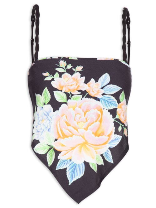 Blusa Feminina Floral Sofia - Preto