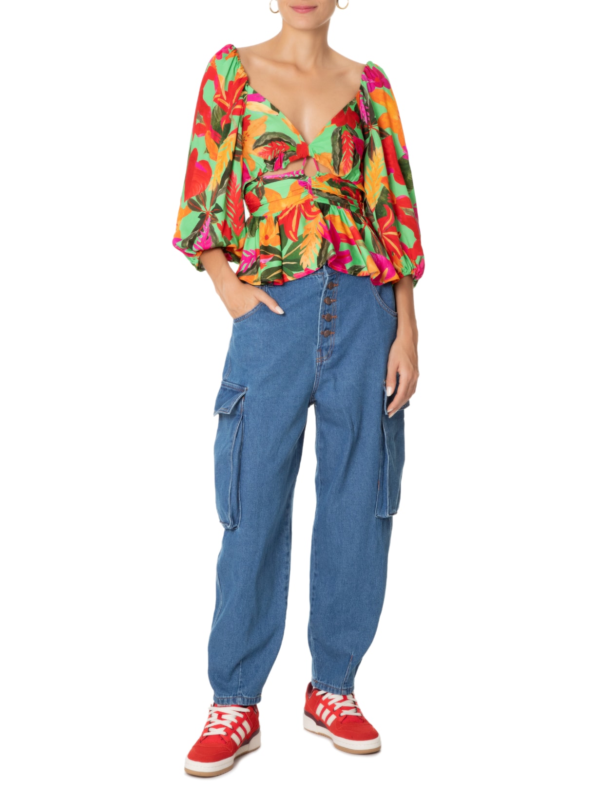 Farm Blusa Feminina Floral Tropical Verde - Main Image