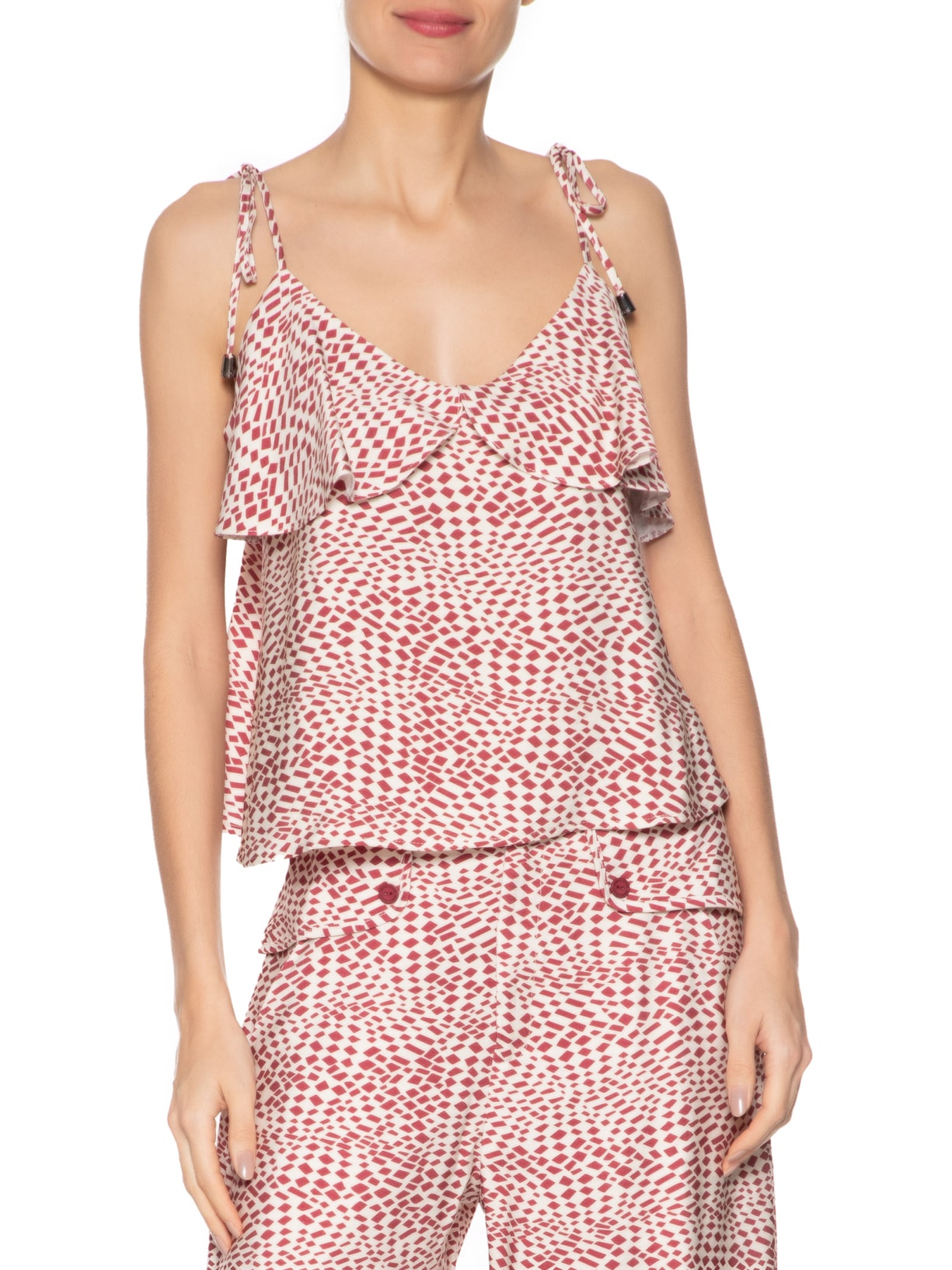 Blusa Feminina Fluida Pois Ruffles Vermelho Animale Jeans