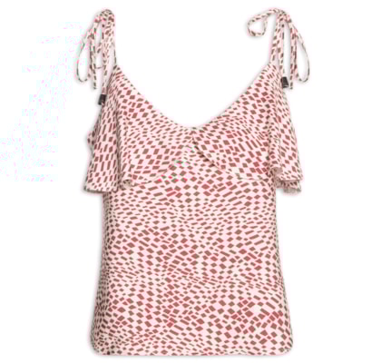 Blusa Feminina Fluida Pois Ruffles - Vermelho