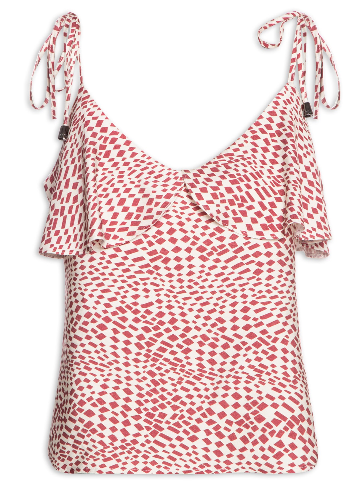 Blusa Feminina Fluida Pois Ruffles - Vermelho