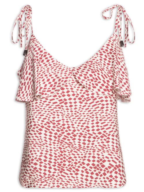 Blusa Feminina Fluida Pois Ruffles - Vermelho