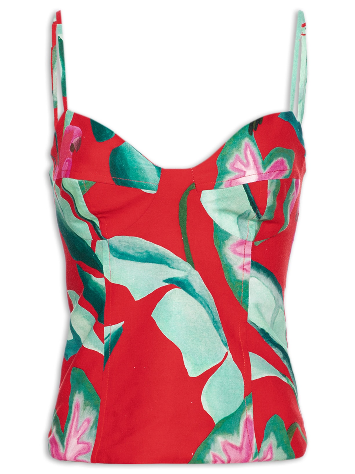 Blusa Feminina Folhagem De Verão - Vermelho