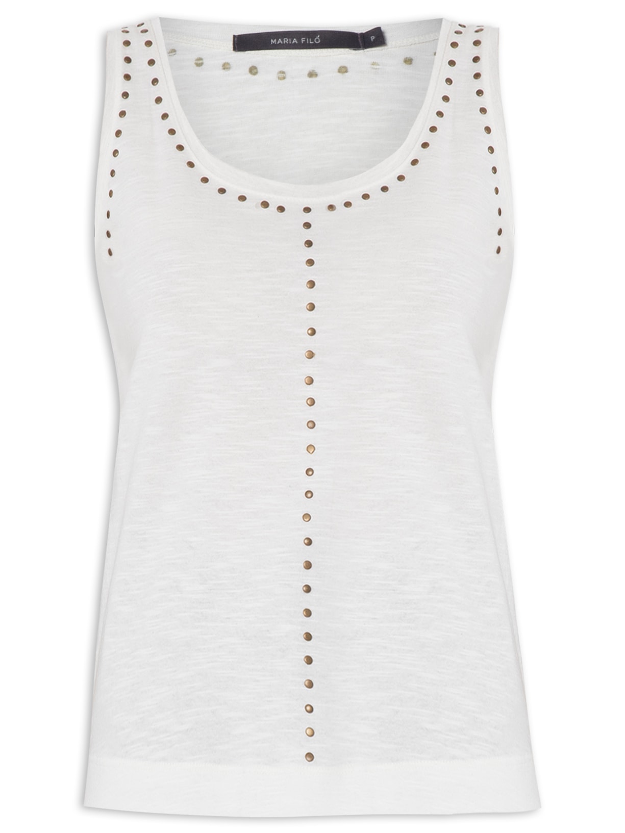 Blusa Feminina Fraldada Tachas - Off White