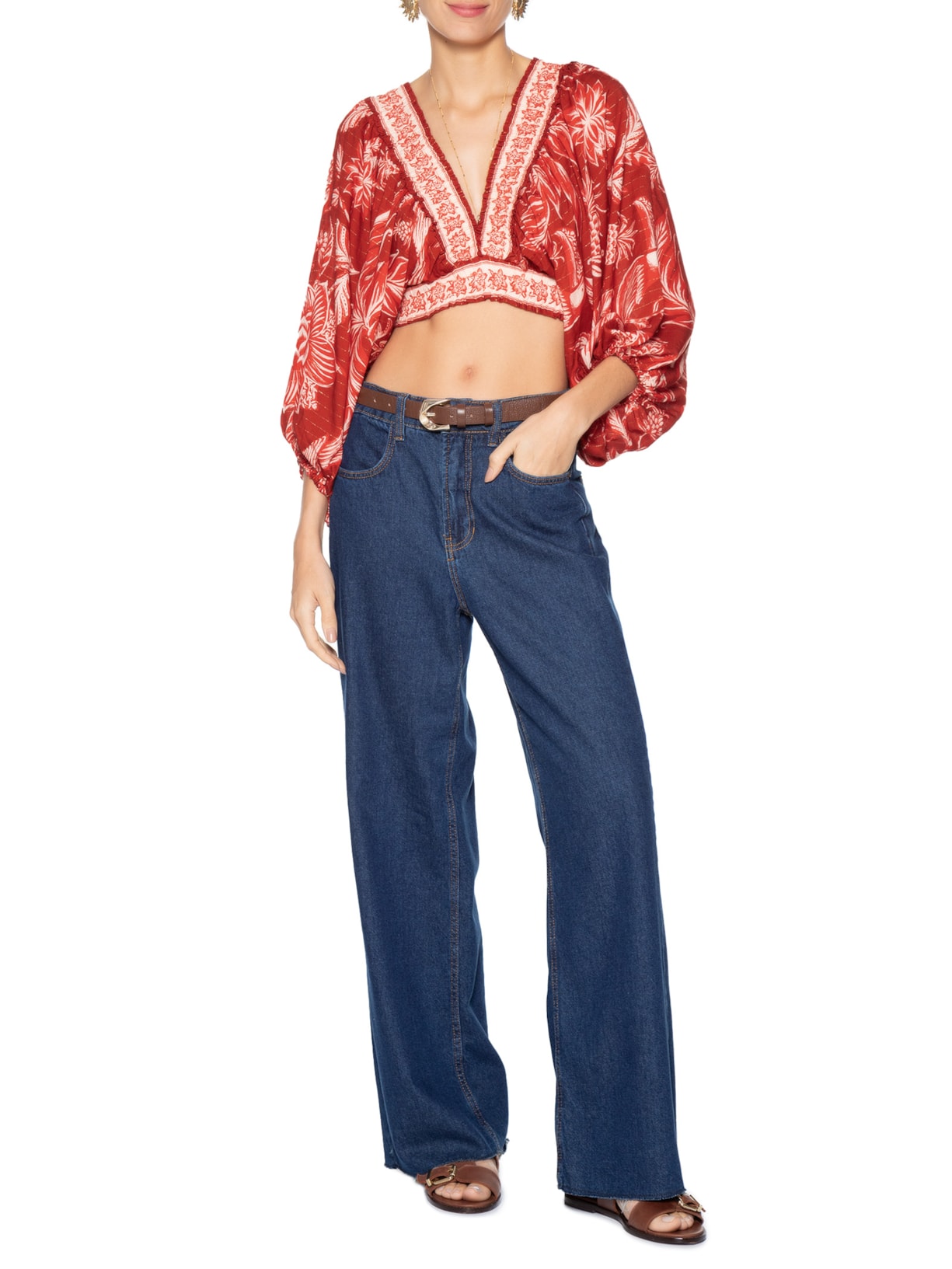 Blusa Feminina Franzida Amalfi Vermelho Farm