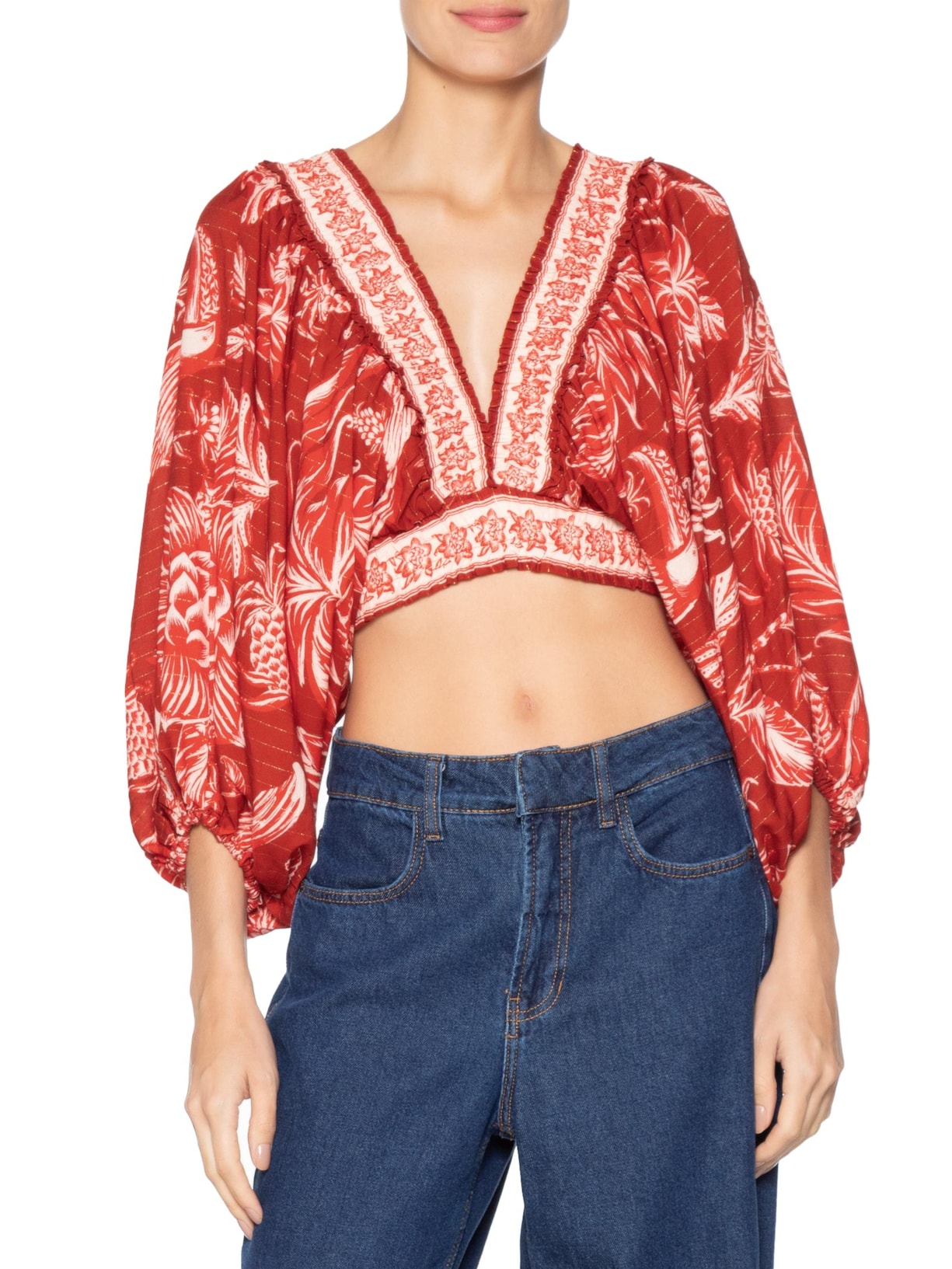 Blusa Feminina Franzida Amalfi Vermelho Farm